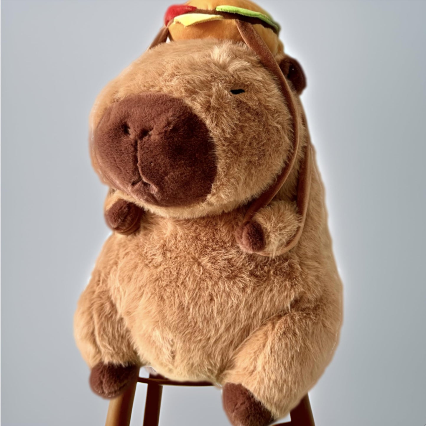 Tanha Capybara Plush Toy, Soft Cute Capybara Stuffed Animal - 45cm / 18inch with Hamburger Backpack