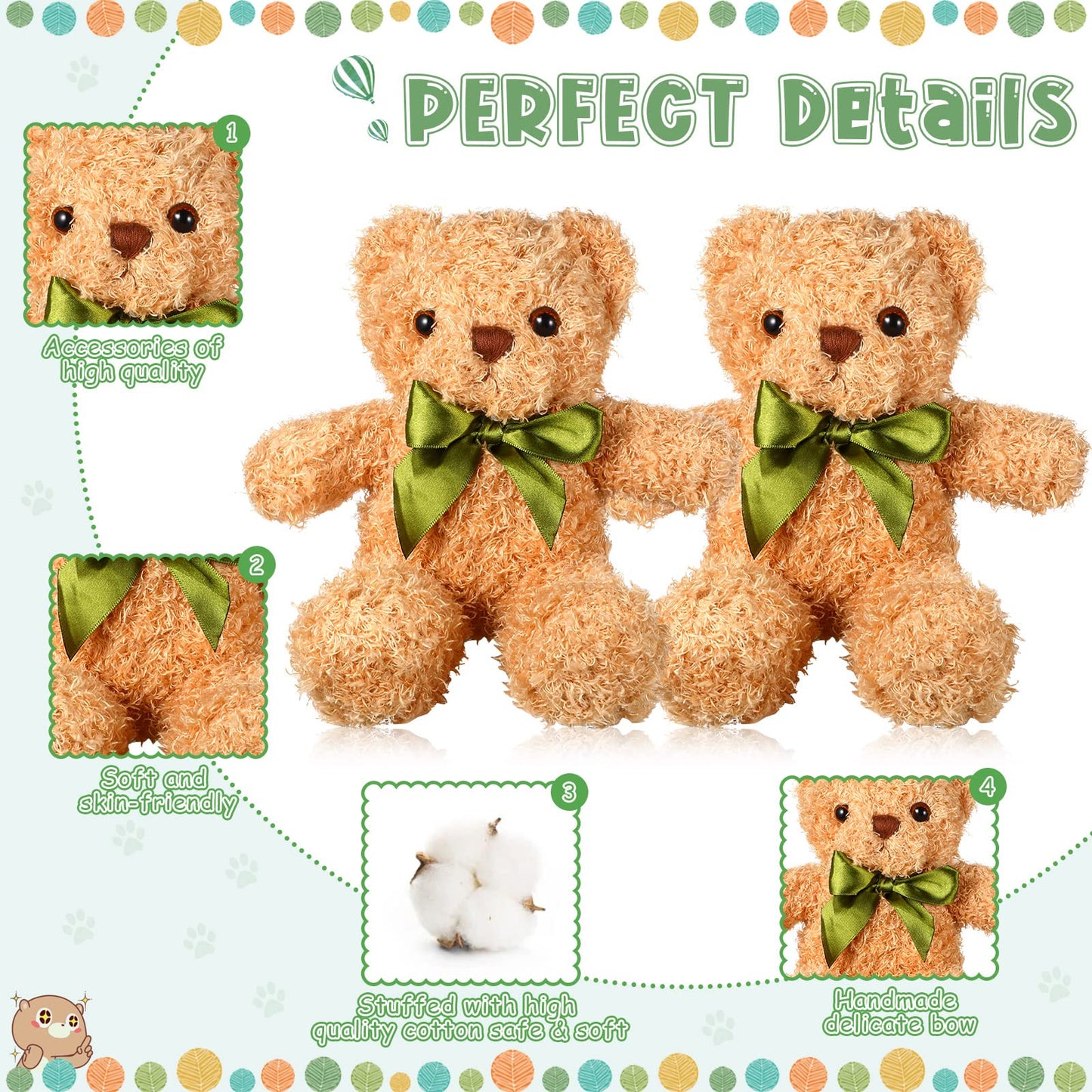 HyDren 24 Pcs Bear Stuffed Animals Bulk Cute Bear Plush Doll for Kids 10 Inch Children's Sleeping and Playing Toy Preschool Animals with Bow for Baby Shower Wedding Mothers Day Birthday Party