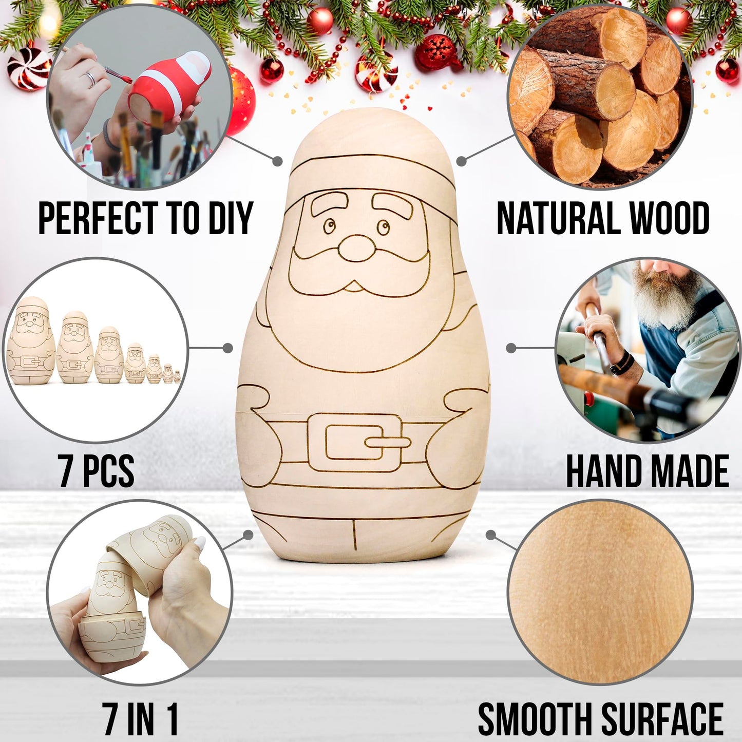 AEVVV Unfinished Matryoshka Santa Claus