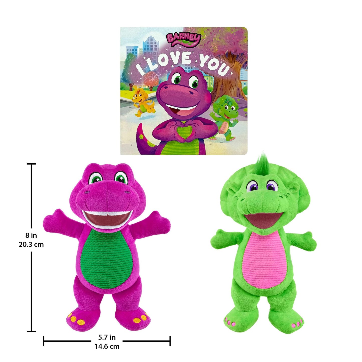 Barney’s World Toddler Toys by Fisher-Price, 9 inch Barney & Baby Bop plushes with Story Book for Cuddling up at Reading time, Kids Ages 2+ Years