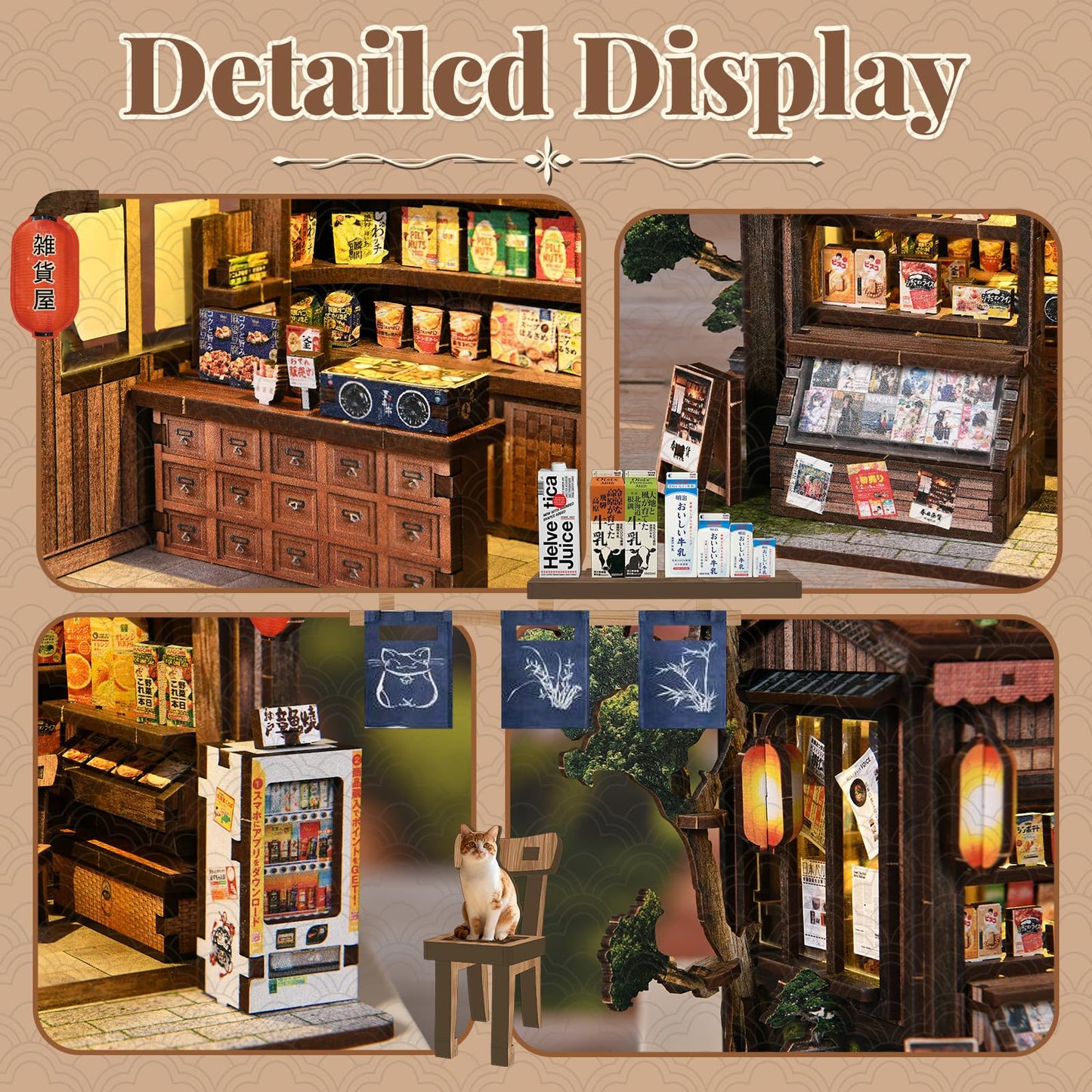 obzergem Book Nook DIY kit(Fantasy Country Store) Booknook kit with LED Light, DIY Dollhouse Houses, Craft kit for Adults, 3D Wooden Puzzles, Book Corner