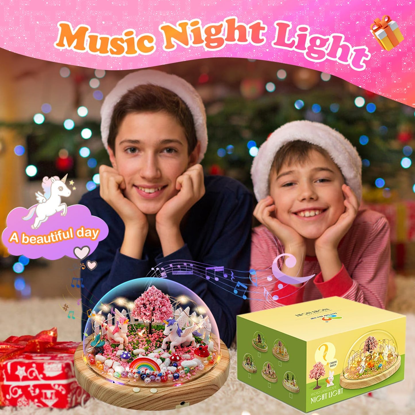 LEFJUBAW Make Your Own Night Light with Music, Unicorn DIY Kits for Girls Night Light USB Upgrade Edition Unicorn Toys, Arts and Crafts Lamp Project for Girls, Gifts for 4 5 6 7 8 9 10 Year Old Girl