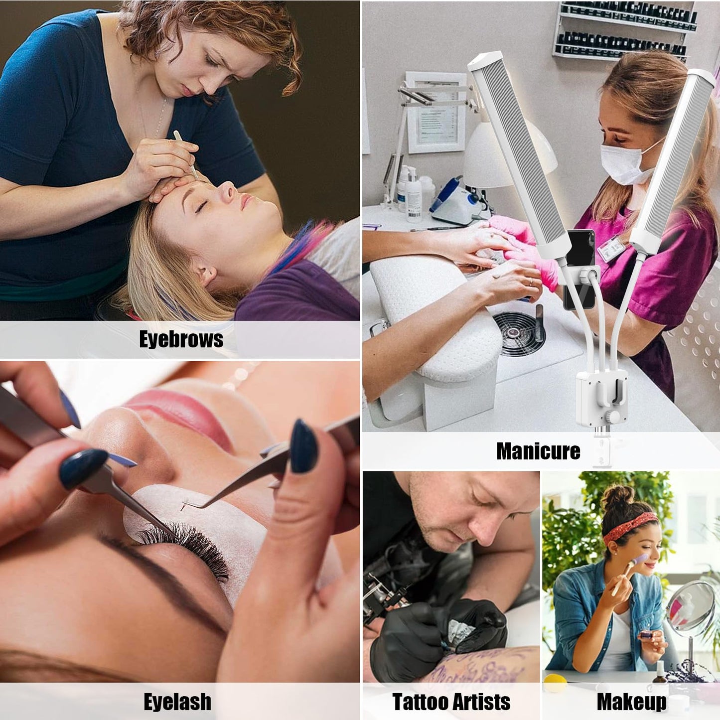 Esthetician Light with Tripod Stand and Phone Holder, Floor Lamp, Lash Lamp for Eyelash Extensions, [Upgrade] Touch Switch Lash Light for Makeup, Tattoo, Photography, Selfie, Video Recording（White）