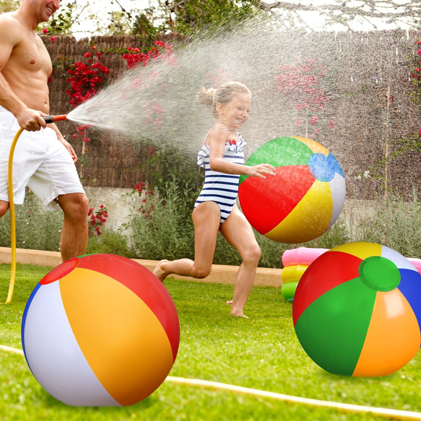 Honoson 30 Pieces 20 Inch Inflatable Beach Balls Large Blow up Pool Game Toys for Summer Swimming Party Supplies (Rainbow)