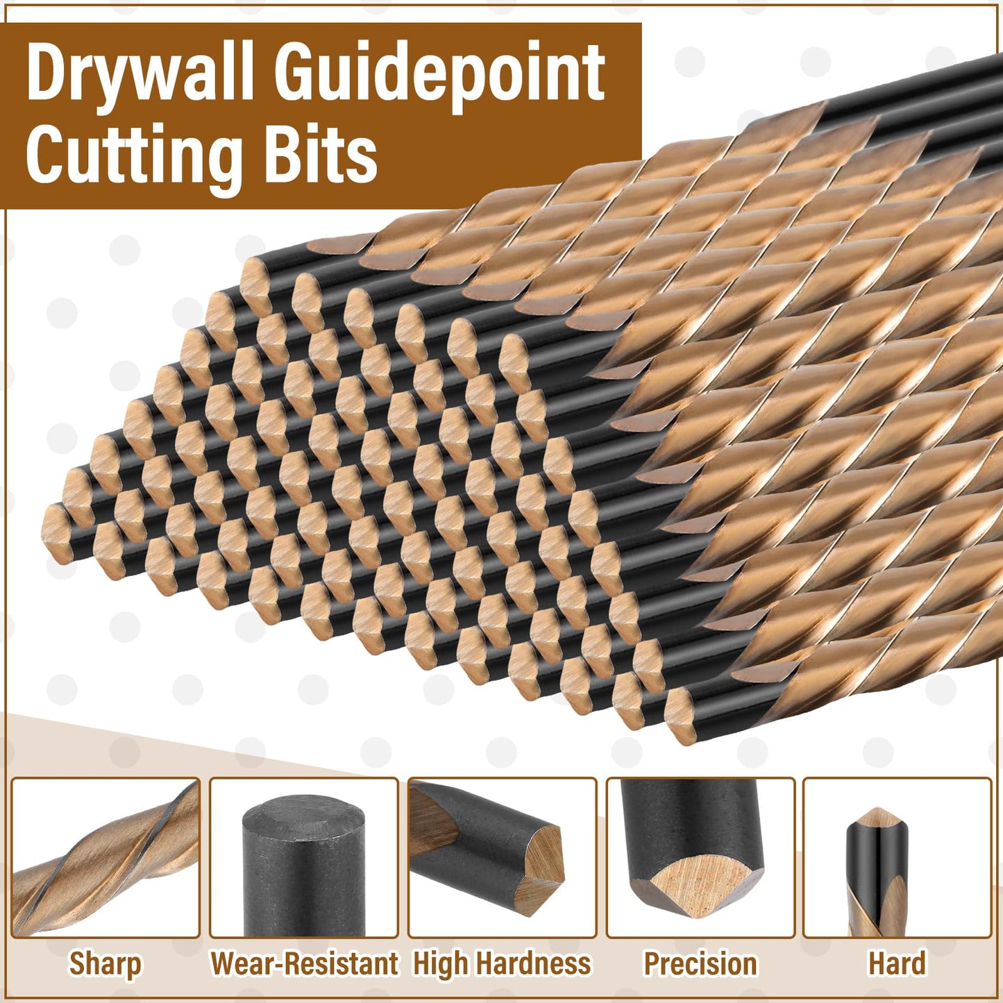 Tondiamo 100 Pcs Drywall Bit Drywall Guide Point Cutting Router Bits Tools for Use with Spiral Saw (5/32")