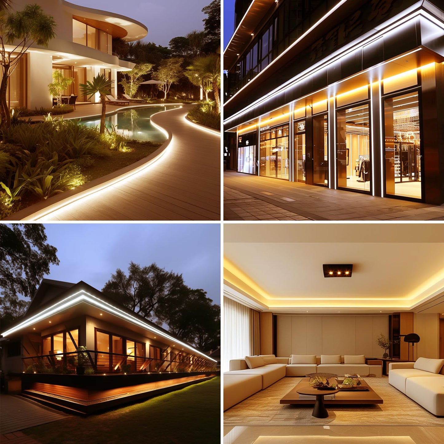 BENLUN AC 110V COB LED Strip Lights Outdoor Waterproof 65.6ft, 2700K Warm White Super Bright 200W CRI 90+ LED Rope Light, IP65 Flexible Cuttable, for Bedroom Garden Commercial House