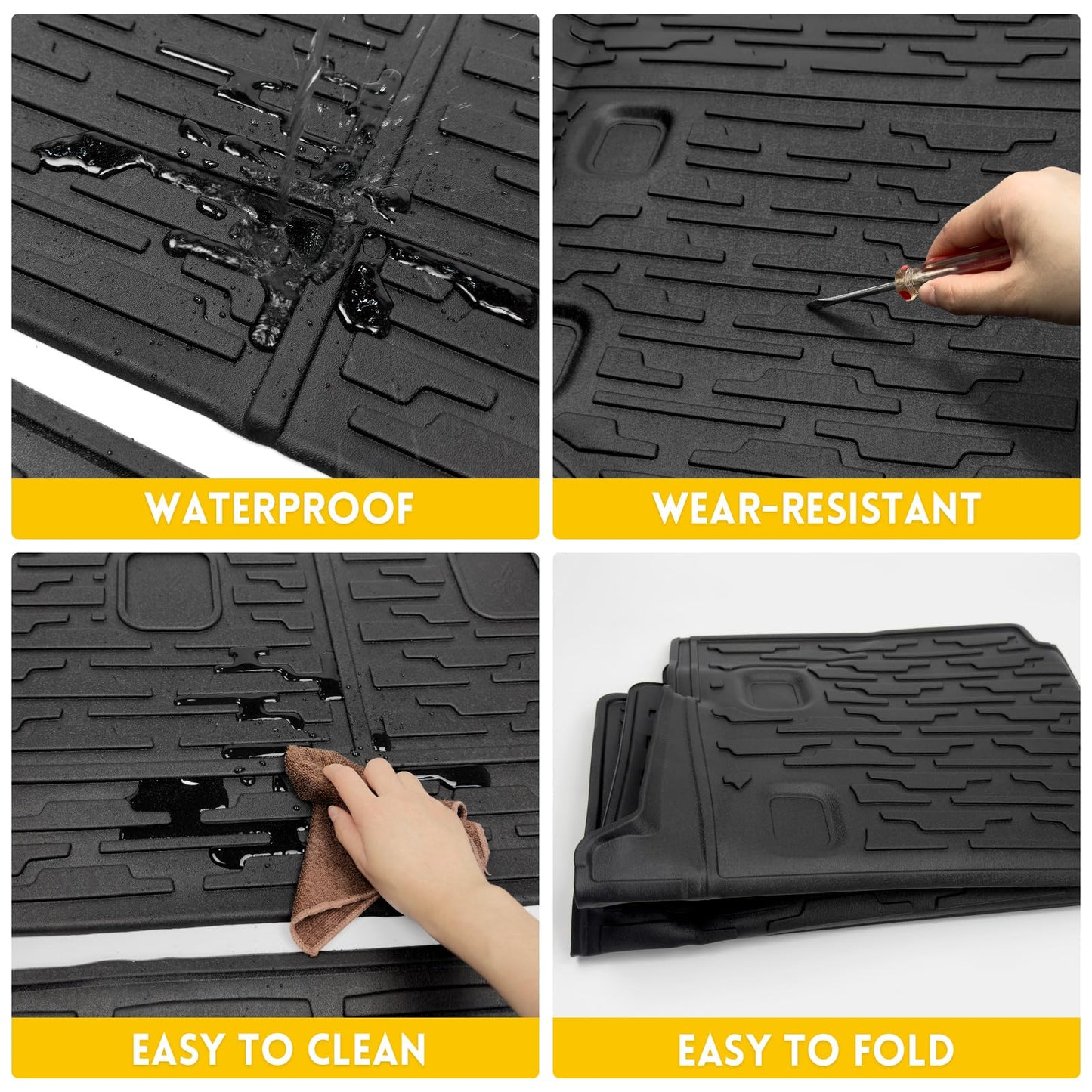 JTYZSM Cargo Mats with Net for 2021-2025 Jeep Wrangler JL Unlimited 4XE Accessories All Weather Protection Rear Seat Back Cover Trunk Liner Cargo Net for 21-25 JL JLU 4XE 4 Door(Not for 4X4)