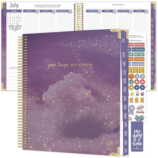 bloom daily planners 2026-2027 Hardcover Academic Year Goal & Vision Planner (July 2026 - July 2027) - 13 Months Weekly & Monthly Agenda Organizer - 7.5" x 9" - Good Things Are Coming