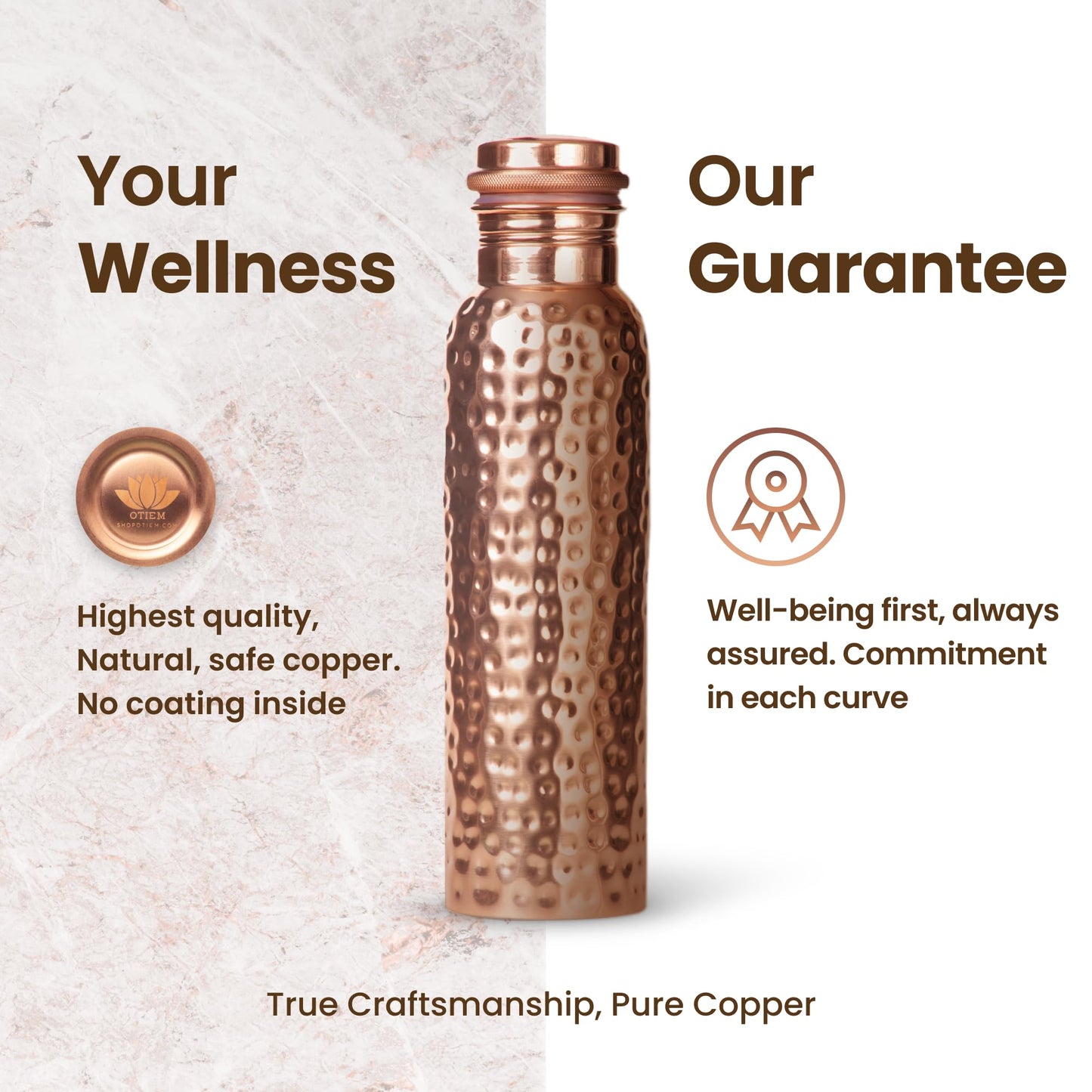 Otiem Pure Copper Water Bottle for Drinking Water, 34 Oz Hammered Finish – Stay Hydrated and Enjoy Ayurvedic Benefits – Leak-Proof, Temperature Retention, Eco-Friendly Design – Durable Copper Bottle