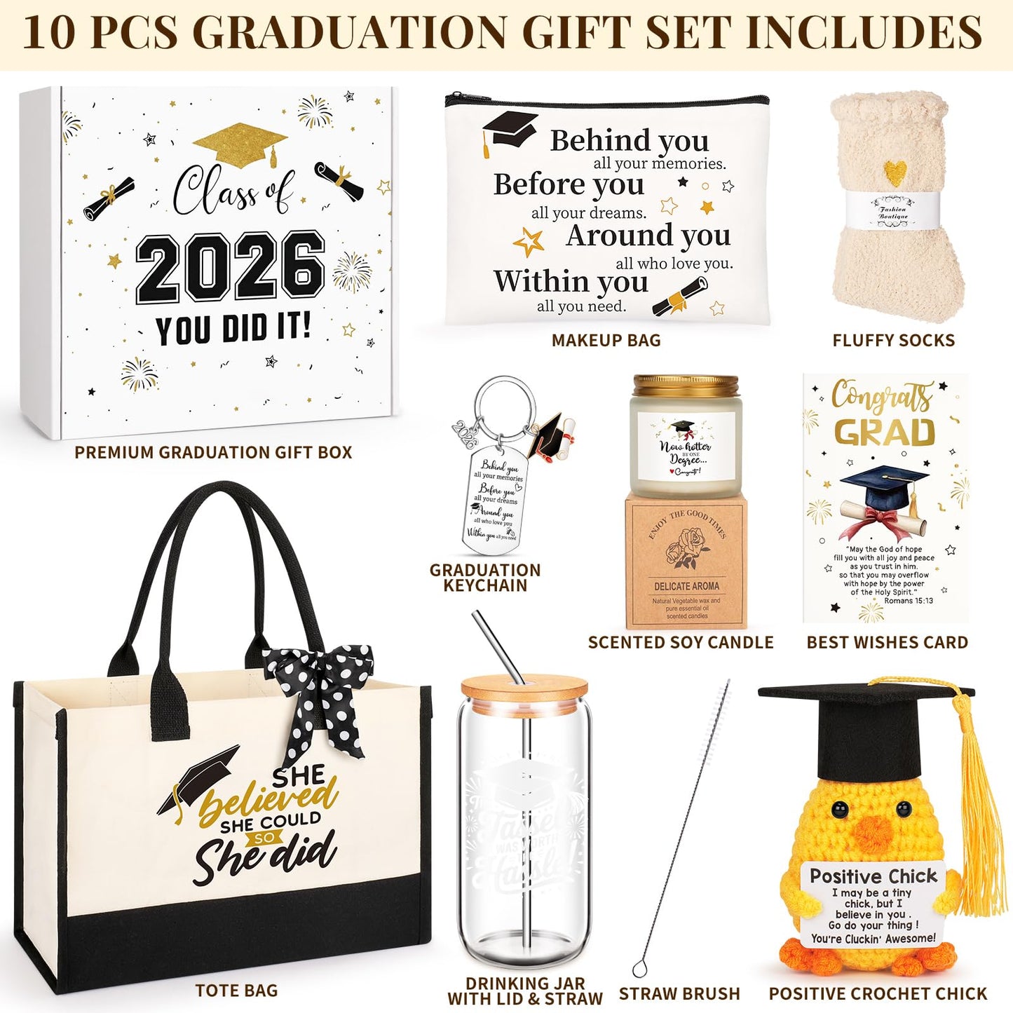 Fortuning's JDS Graduation Gifts for Her 2026, Graduation Gift Box Set, College High School Graduation Present, Ready to Gift Keepsake Box for Daughter, Sister or Best Friend