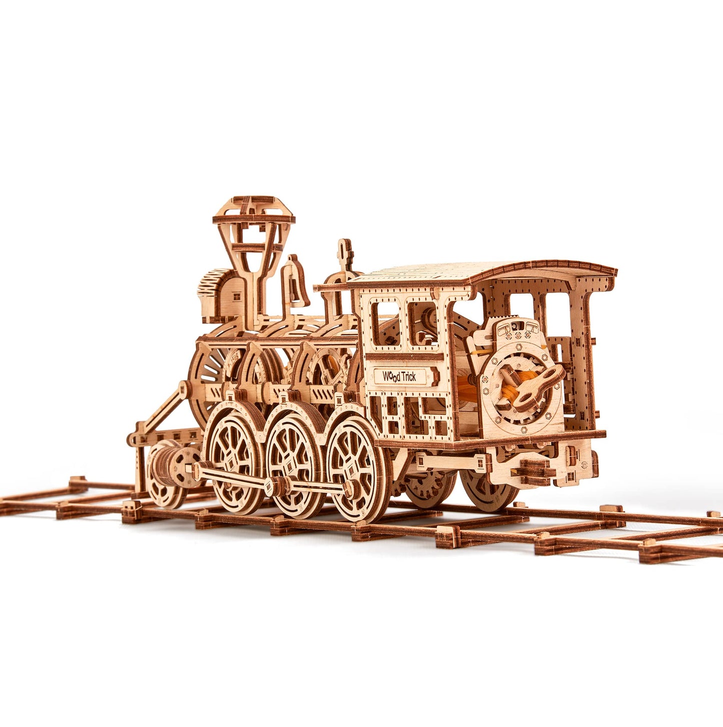 Wood Trick Wooden Train Toy Set with Railway - Mechanical Locomotive Train Model Kit - 3D Wooden Puzzle Puzzle for Adults and Kids, Best DIY Toy