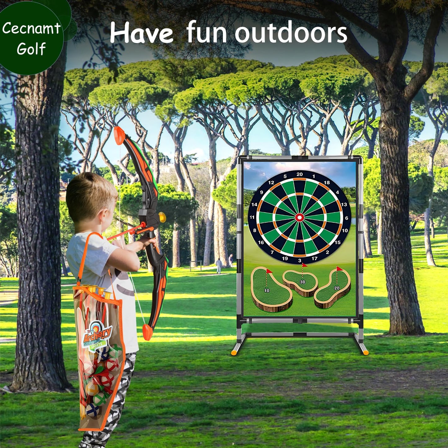 Cecnamt Golf Chipping Game - Battle Golf with Double-Sided Hitting Mat & Stand, Chip Sticky Practice Game for Adults & Kids, Indoor & Outdoor