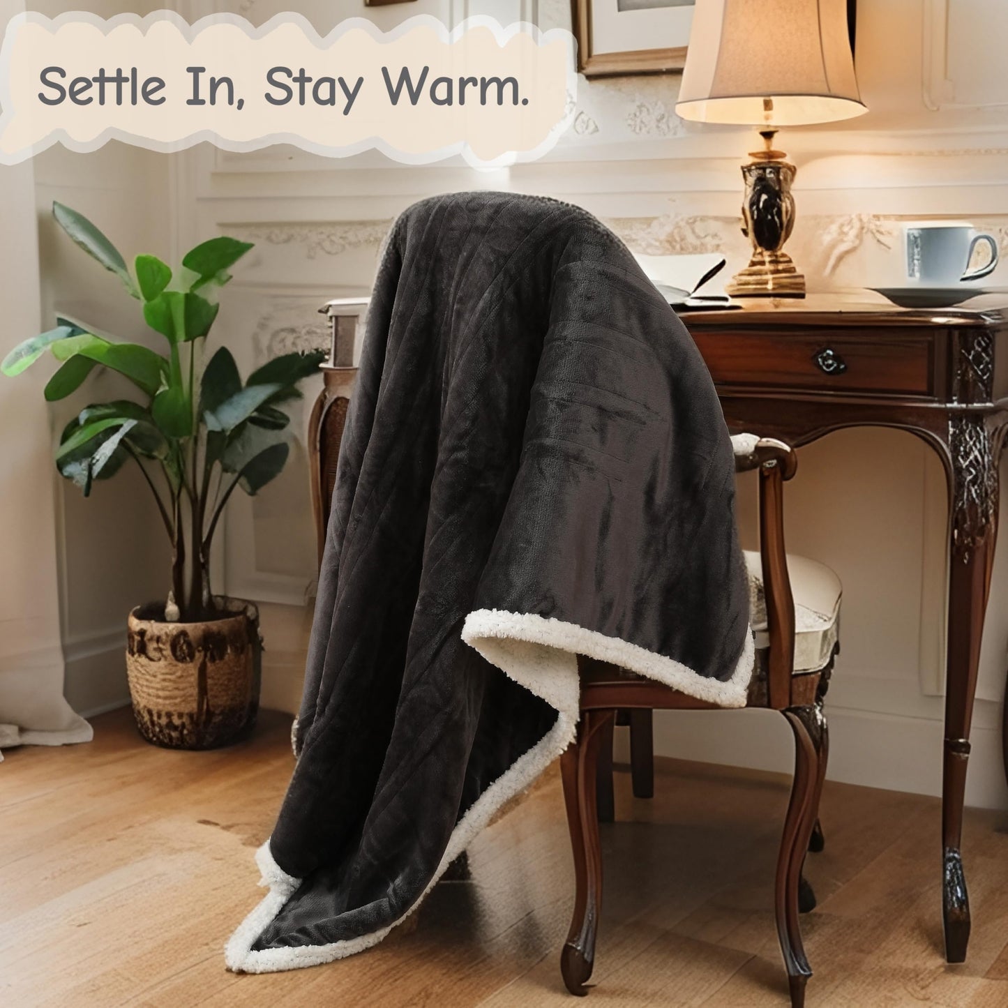 Electric Heated Blanket Full Size 72"x84", Soft Flannel with Overheat Protection, 9 Adjustable Heat Settings & 10-Hour Auto-Off Timer, Fast Heating for Winter Comfort, for Couch & Bed, Dark Gray