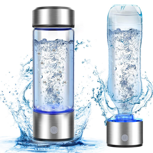 2025 New Hydrogen Water Bottle, 2200PPB in 3Min, SPE PEM Tech, Portable 16OZ, Rechargeable Hydrogen Water Bottle for Travel, Home, Office – Gift for Family & Friends (Silver)