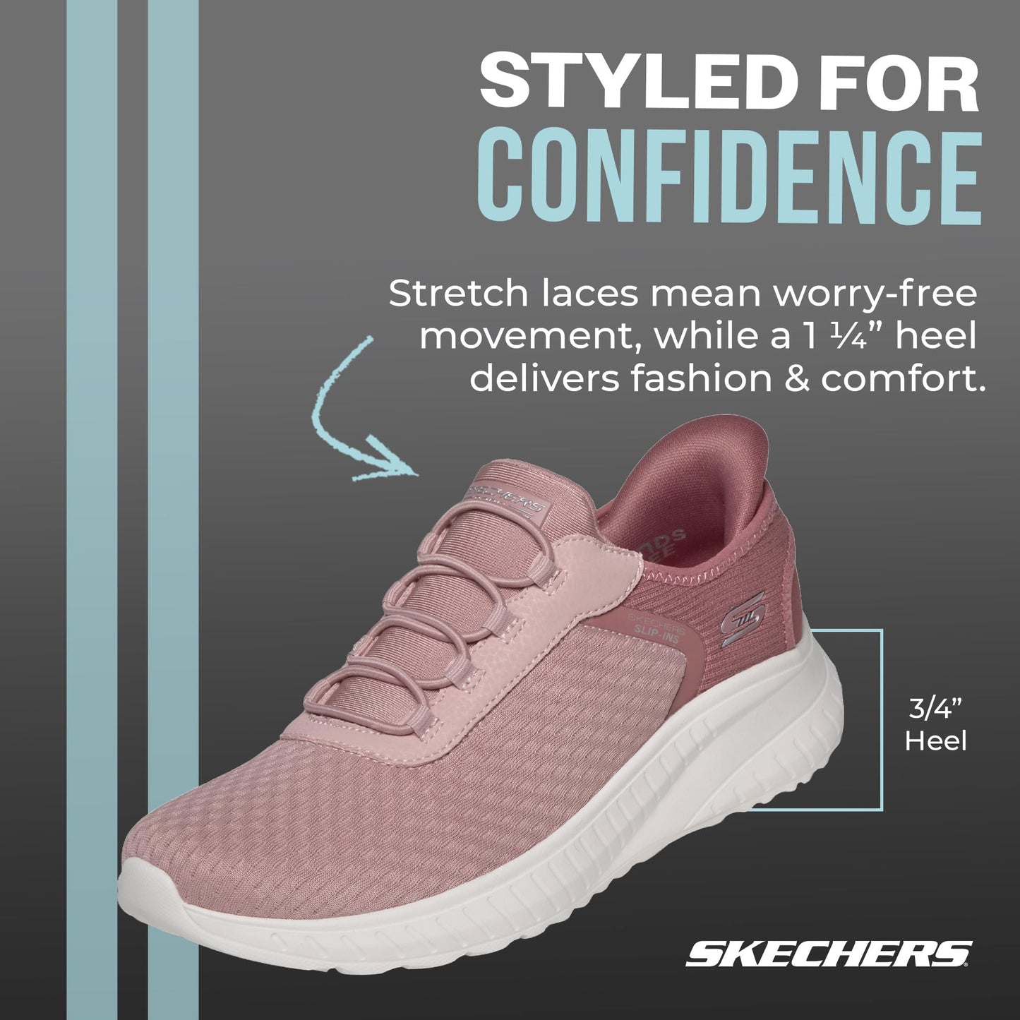 Skechers Women's Hands Free Slip-ins Bobs Squad Chaos - in Color, Blush, 8.5