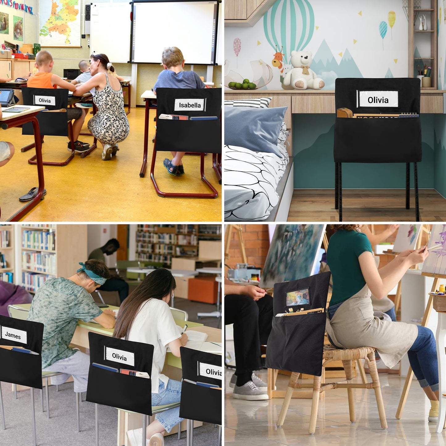 Toriexon 24PCS Chair Pockets for Classrooms 18 x 20 inch