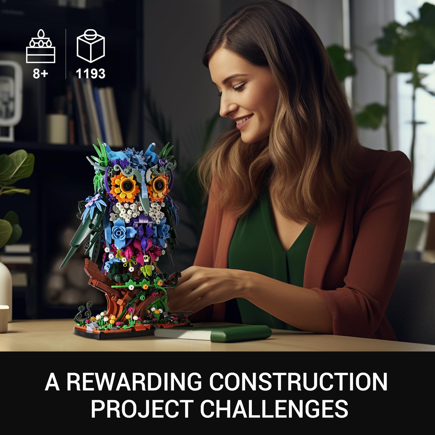 Sillbird Flower owl Building Sets for Adults Mother's Day Birthday Creative Gift Ideas for Women & Men, Home Décor Display or Centerpieces for Table - Buildable Animals Model Botanical Collection