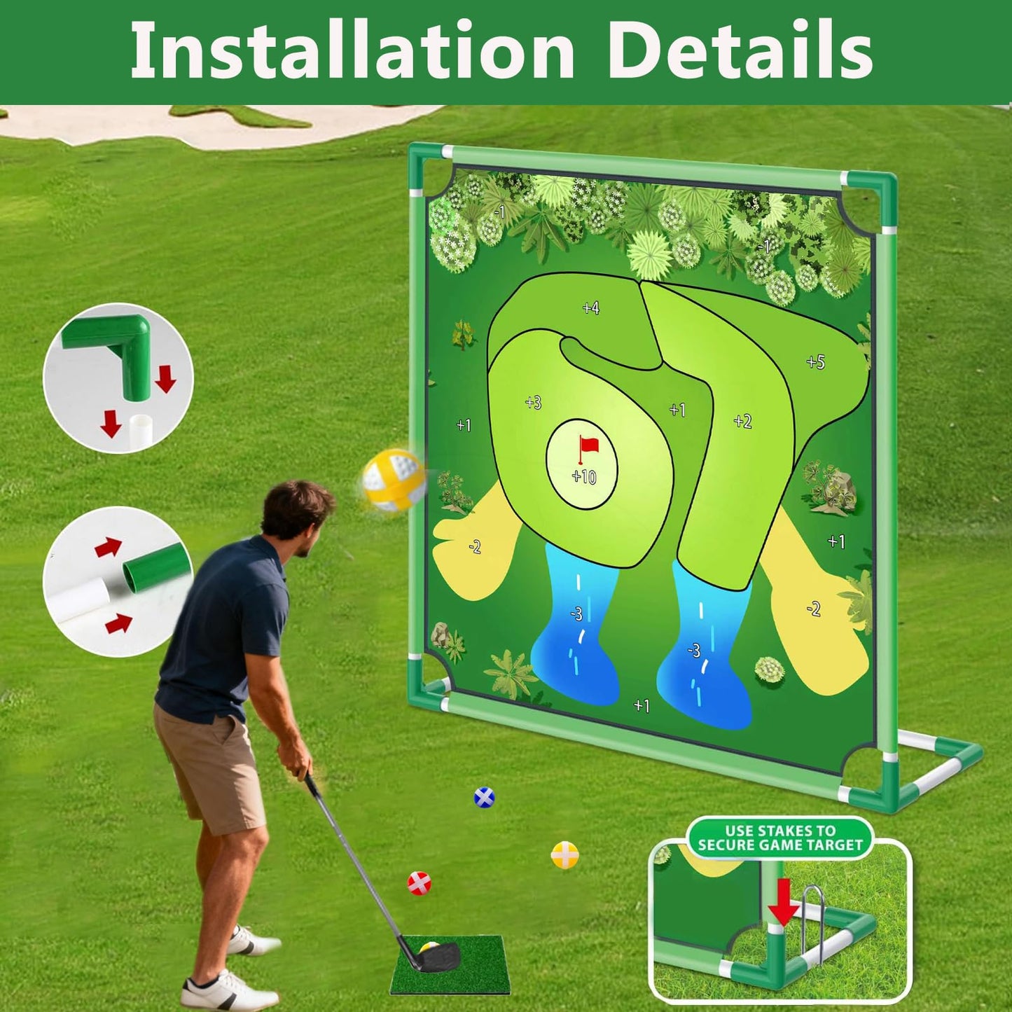 Wazoci 67 Golf Yard Chipping Game Set – Portable Backyard Golf Course for Adults and Family, Outdoor Lawn & Beach Play, Indoor Practice, Office Party, Gifts for Men (67 Golf Chipping Game)