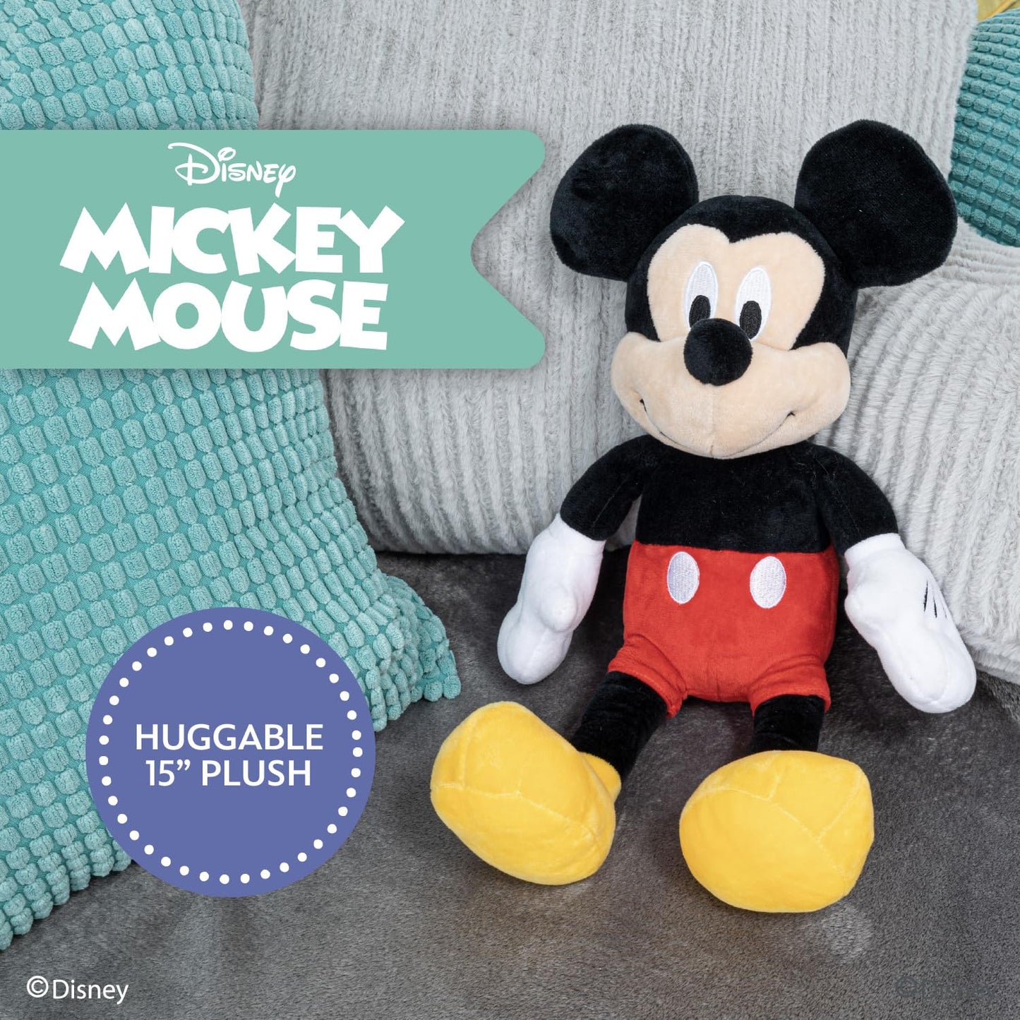 Disney Mickey Mouse Plush Doll - Super Soft and Cuddly - 15.5 inch - Stuffed Animals - Novelty Character Collectibles