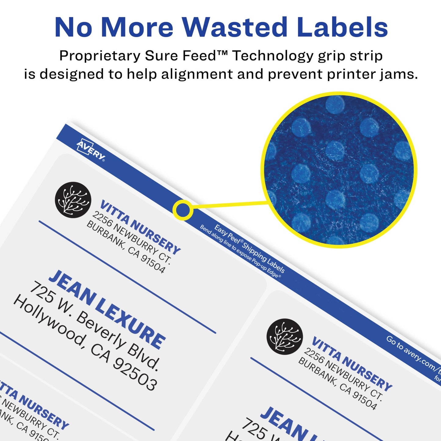 Avery Printable Shipping Labels with Sure Feed, 3-1/3" x 4", Matte Clear, 300 Blank Mailing Labels (5664)