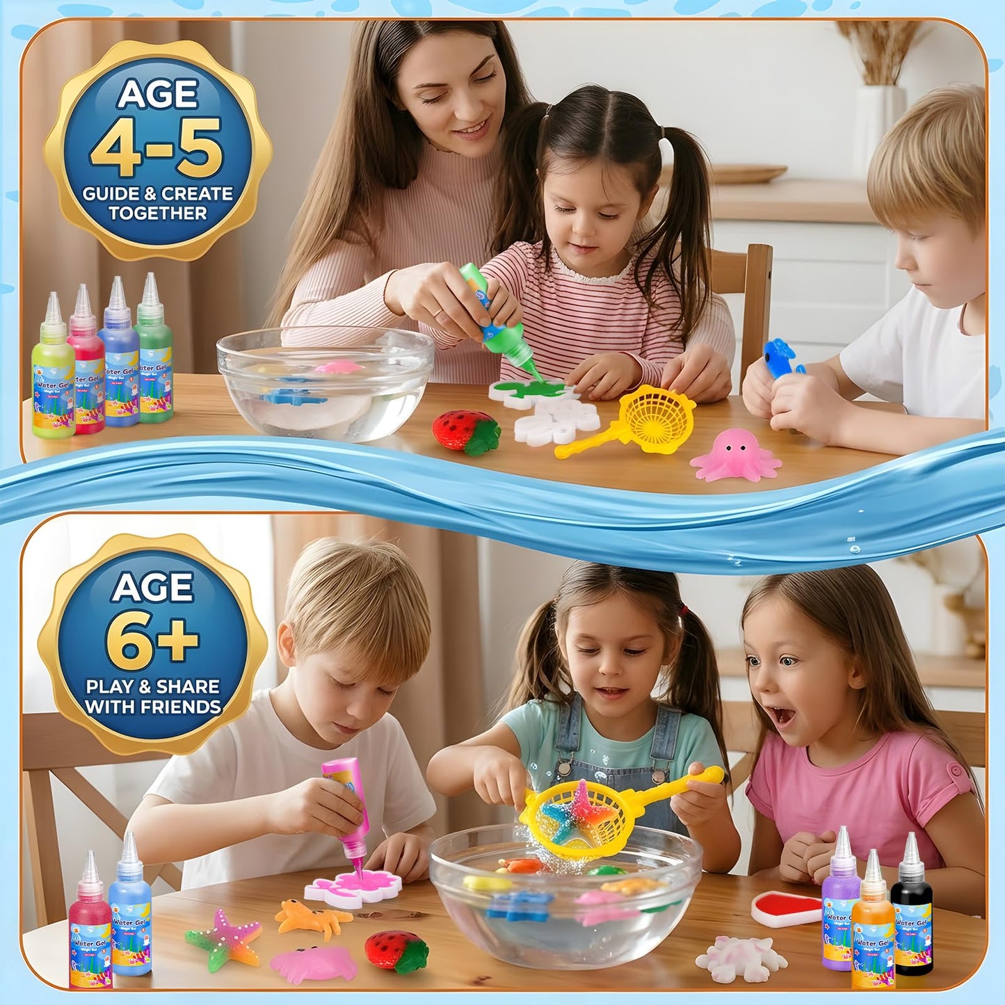 EggSun Magic Elf Water Toy for Kids, Aqua Fairy Water Gel Kit, Set of 20 Colors Moldable Figures, 20 Shape Molds, Fun Arts and Crafts Creation Kit for
