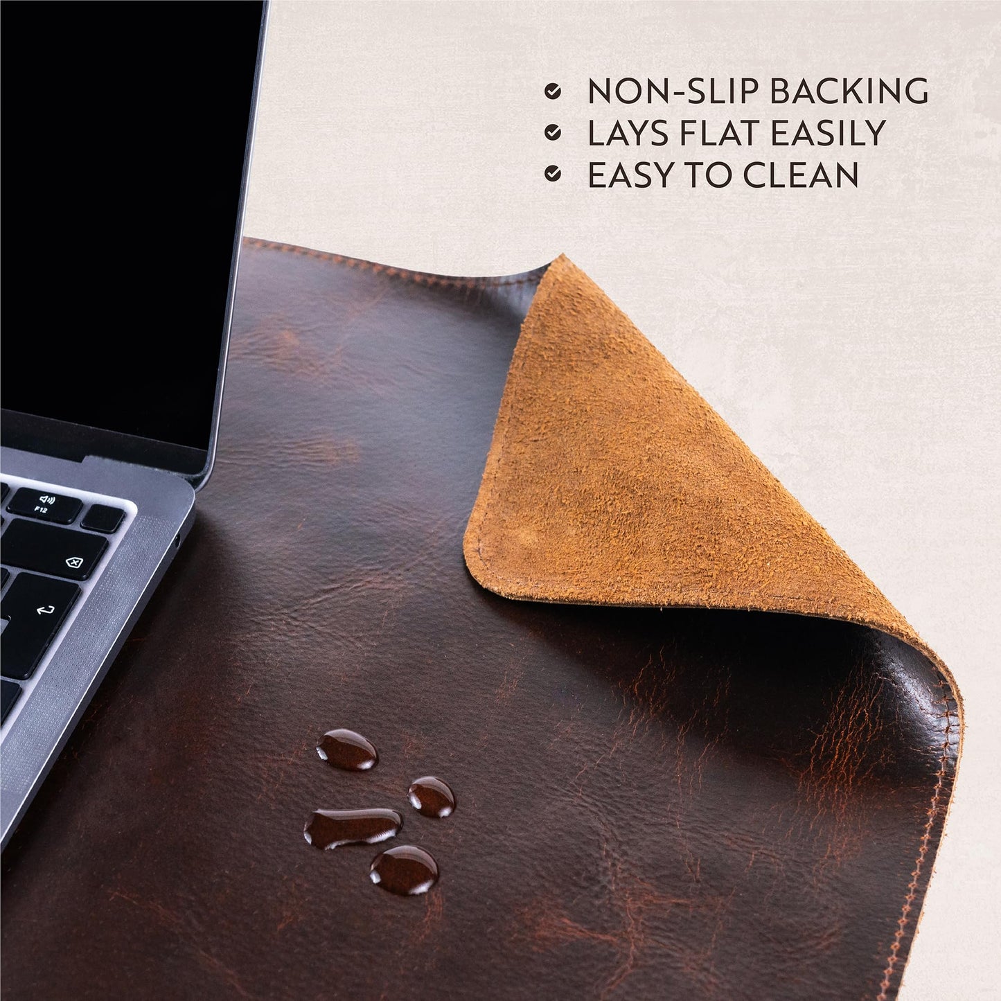 Moonster 100% Genuine Leather Desk Pad – Leather Desk Mat – 31" x 16" Large Desk Pad – Leather Desk Pad Protector with Ballpoint Pen Holder – Desk Mat Leather - Desk Leather Mat