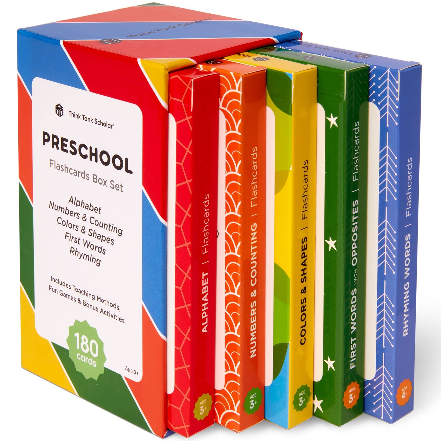 Preschool Flash Cards Learning Bundle - Alphabet, Numbers, Colors, Shapes, First Words, & Rhyming for Toddlers Ages 2-6