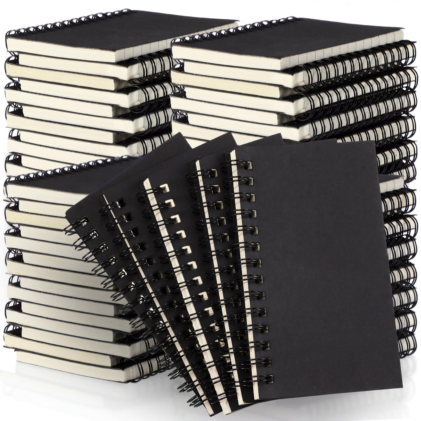 Jutom 100 Pcs Small Spiral Notebooks Memo Pads 3x5 Bulk Small Pocket Notebooks Mini Notepads with Lined Pages Mini Journals for Office School Work Supplies, 120 Pages (Black)