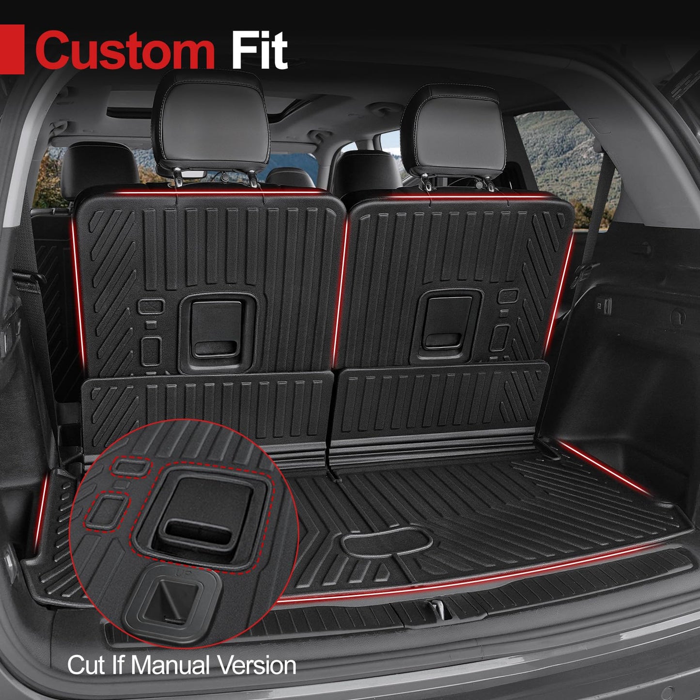 HOUCLEMIC Cargo Mat for 2021-2025 2026 Jeep Grand Cherokee L, All Weather TPE Rear Cargo Liner Trunk Mat with 3rd Row Seatback Cover for Jeep Grand Cherokee L Accessories