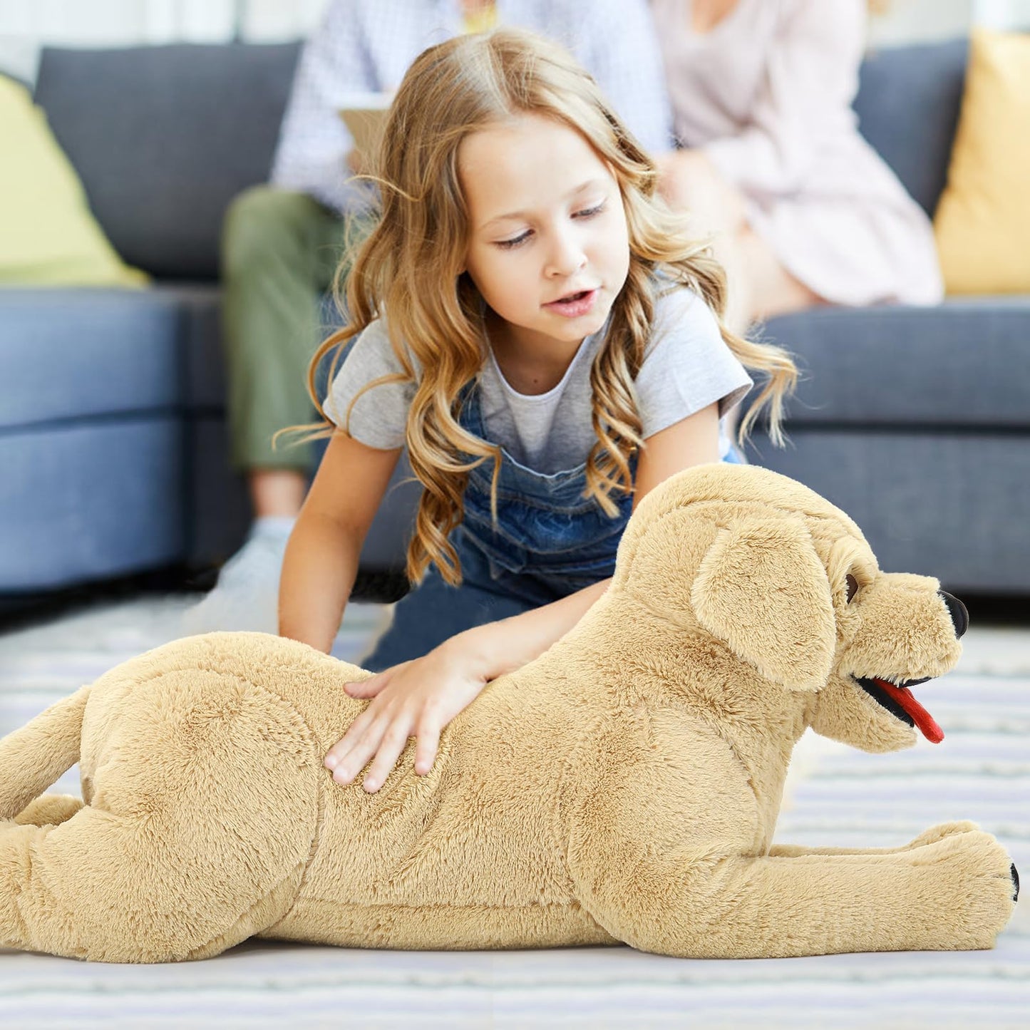 Lanmore 29'' Stuffed Dog Animals Golden Retriever Plush Toys Large Stuffed Puppy Goldendoodle Labrador Gift for Pets Kids Girls Light Brown (Large)