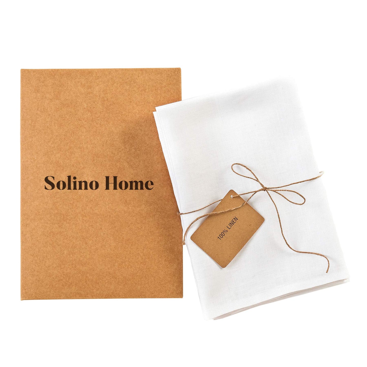 Solino Home White Linen Napkins Set of 4 - 100% Pure Linen Cloth Washable Dinner Napkins 20 x 20 Inch for 4th of July, Summer - Fete