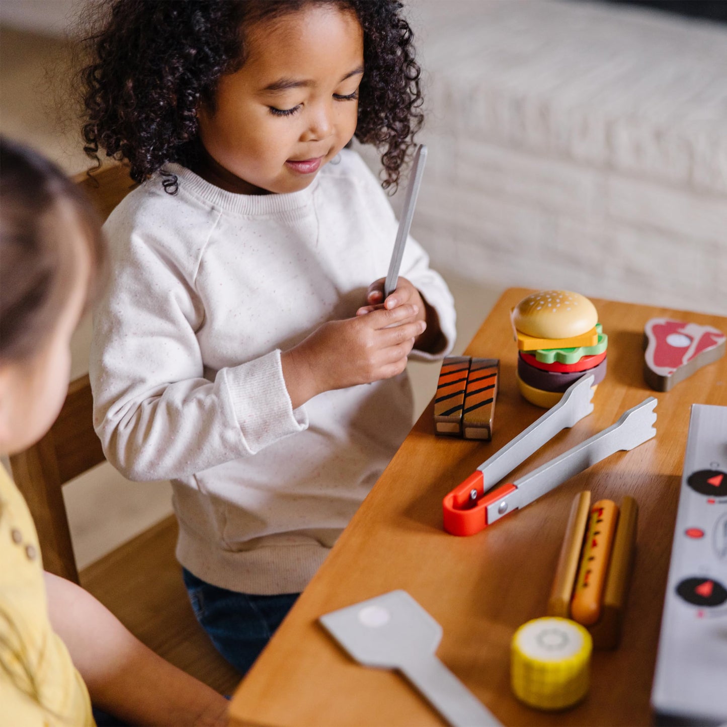 Melissa & Doug Grill and Serve BBQ Set (20 pcs) - Wooden Play Food and AccessoriesHot Dog Toy BBQ Play Kitchen Food for Ages 3+