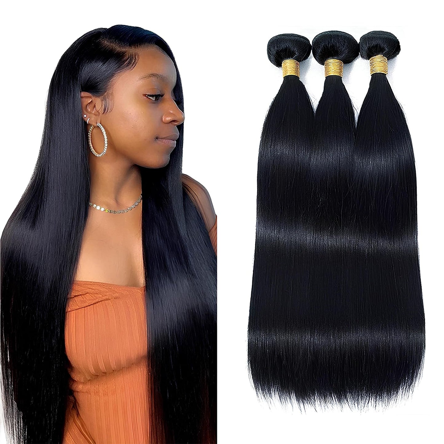 Straight Human Hair Bundles 26 26 26 inch Straight Bundles Human Hair Unprocessed Brazilian virgin Straight Hair 3 Bundles Deals Extensions Weave Human Hair Natural Color for Woman