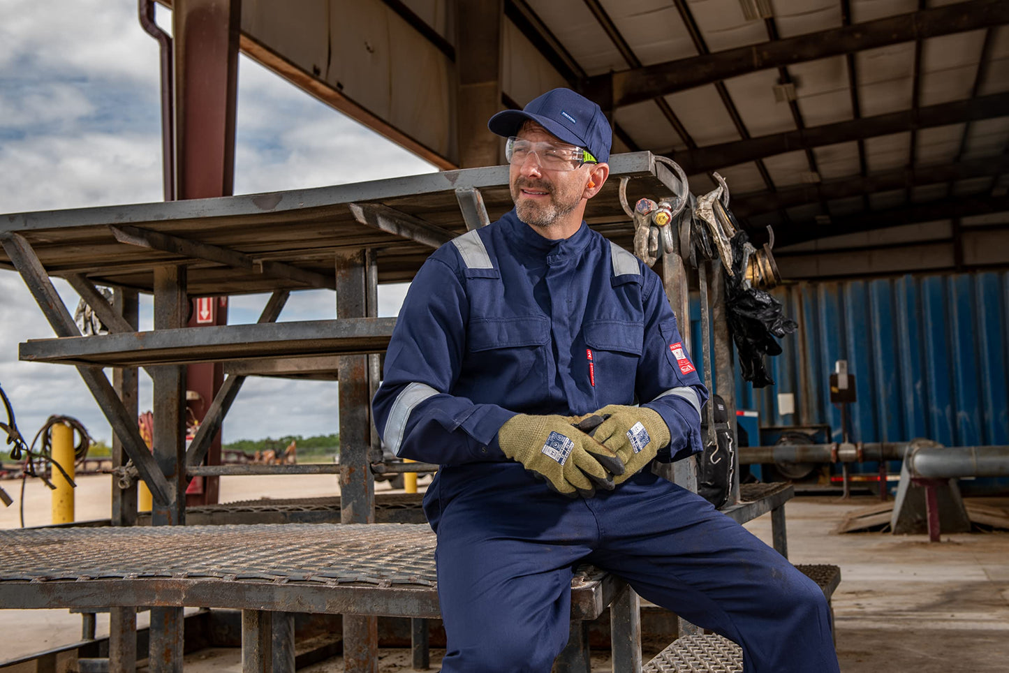 Portwest FR94 Bizflame Fire Resistant Coverall with FR Reflective Tape ASTM NFPA, Navy, X Large