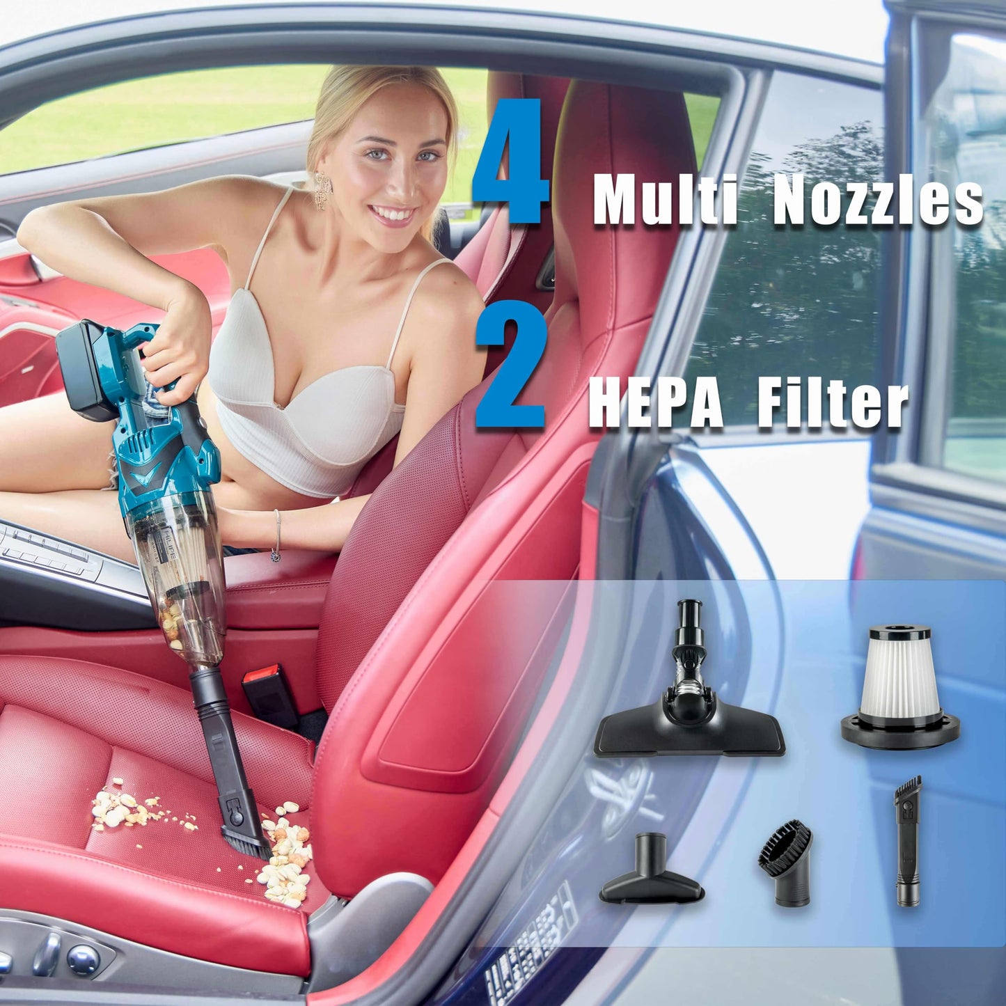 HILIPE Cordless Handheld Vacuum Cleaner for Makita 18V Battery, EasyClean Wet Dry Use,Wireless Handheld Vacuum for Car,Home, Boat,Workshop, Pet Hair, Furniture Cleaning (Tool Only No Battery)