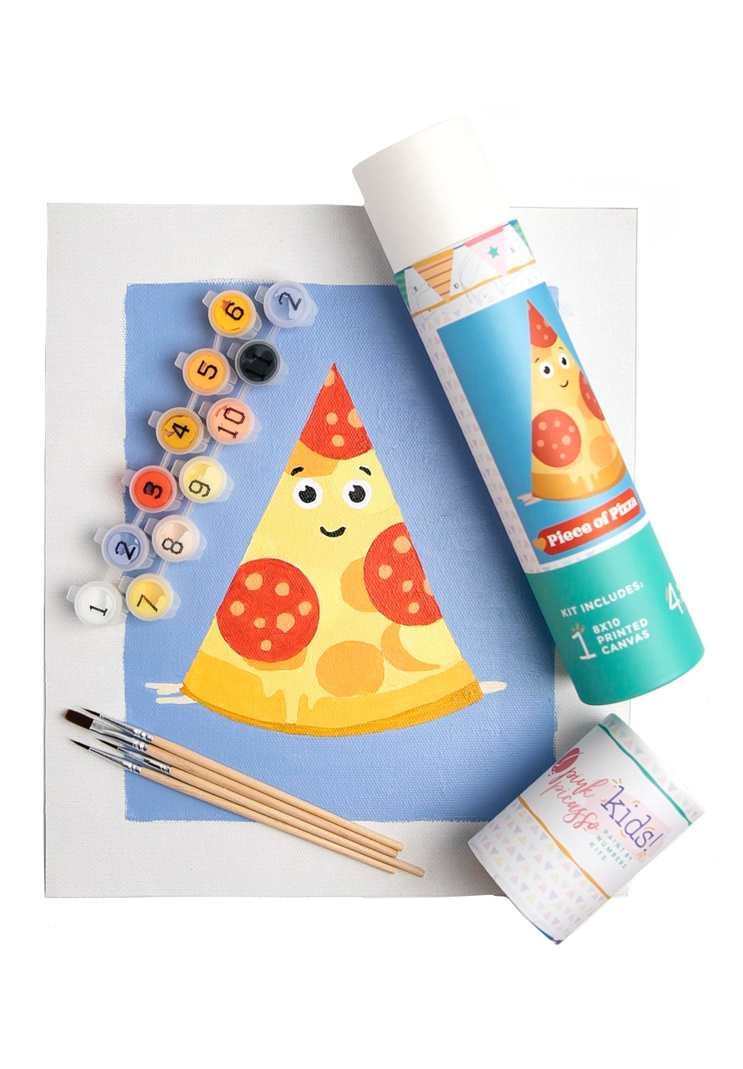 Pink Picasso Kits Paint by Number for Kids | Pizza (8x10) | Fun & Playful DIY Food-Themed Painting Kit