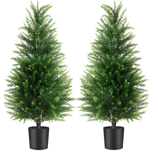 3FT Artificial Cedar Trees 2 Pack, UV Protected