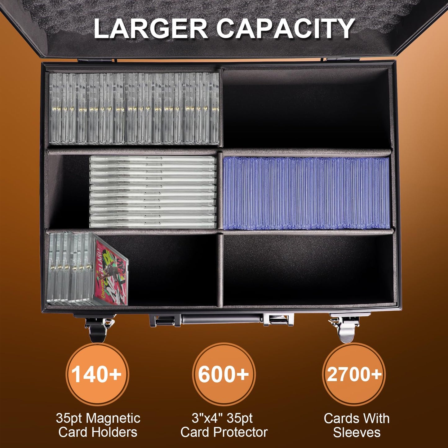 vixiwi Toploader Storage Box for 3"x4" 35pt Rigid Cards,Trading Card Storage Box,Large Capacity Top Loader Card Storage Hard Case,Cards Case Holder (Holds 630+ Toploaders)