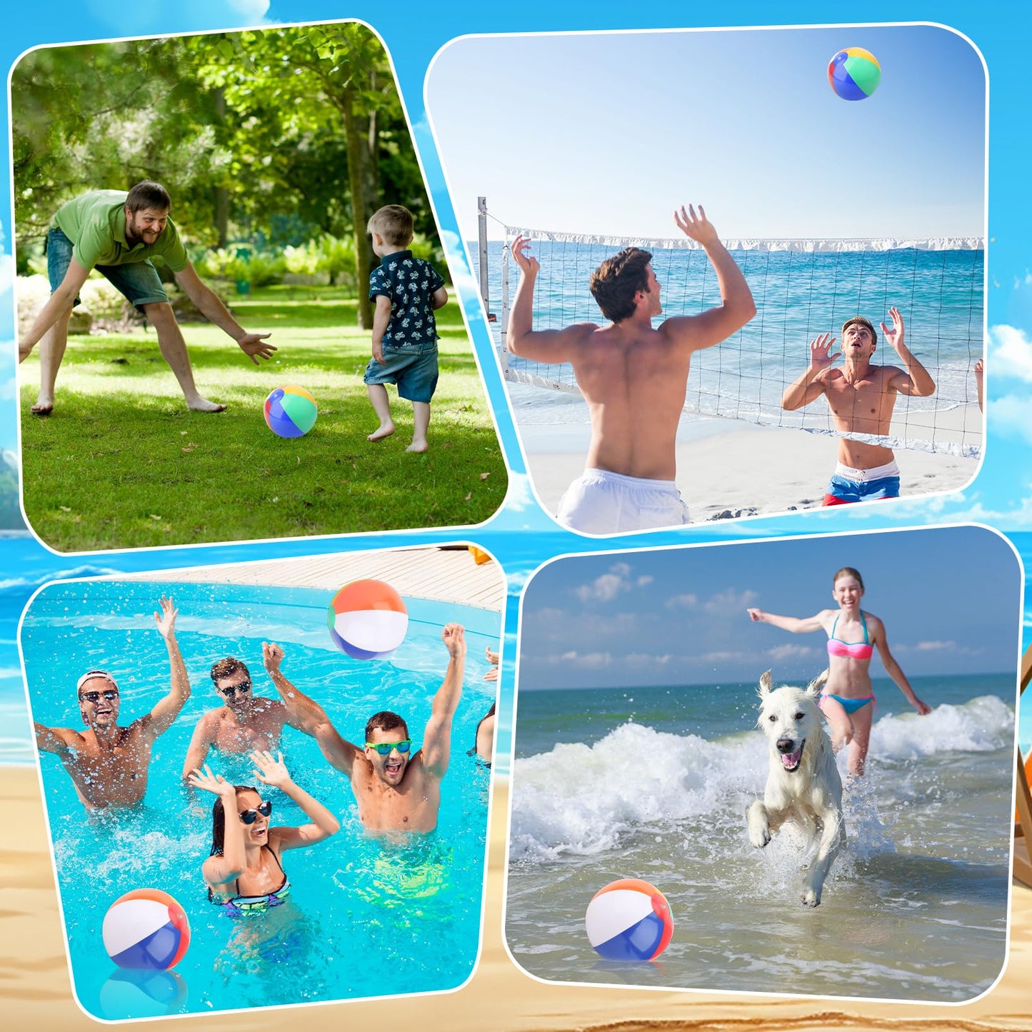 Coopay 72 Pack Inflatable Beach Balls Classic Rainbow Swimming Pool Ball Birthday Beach Party Decoration Summer Water Games Gifts 9 to 12 Inches from Inflated to Deflated
