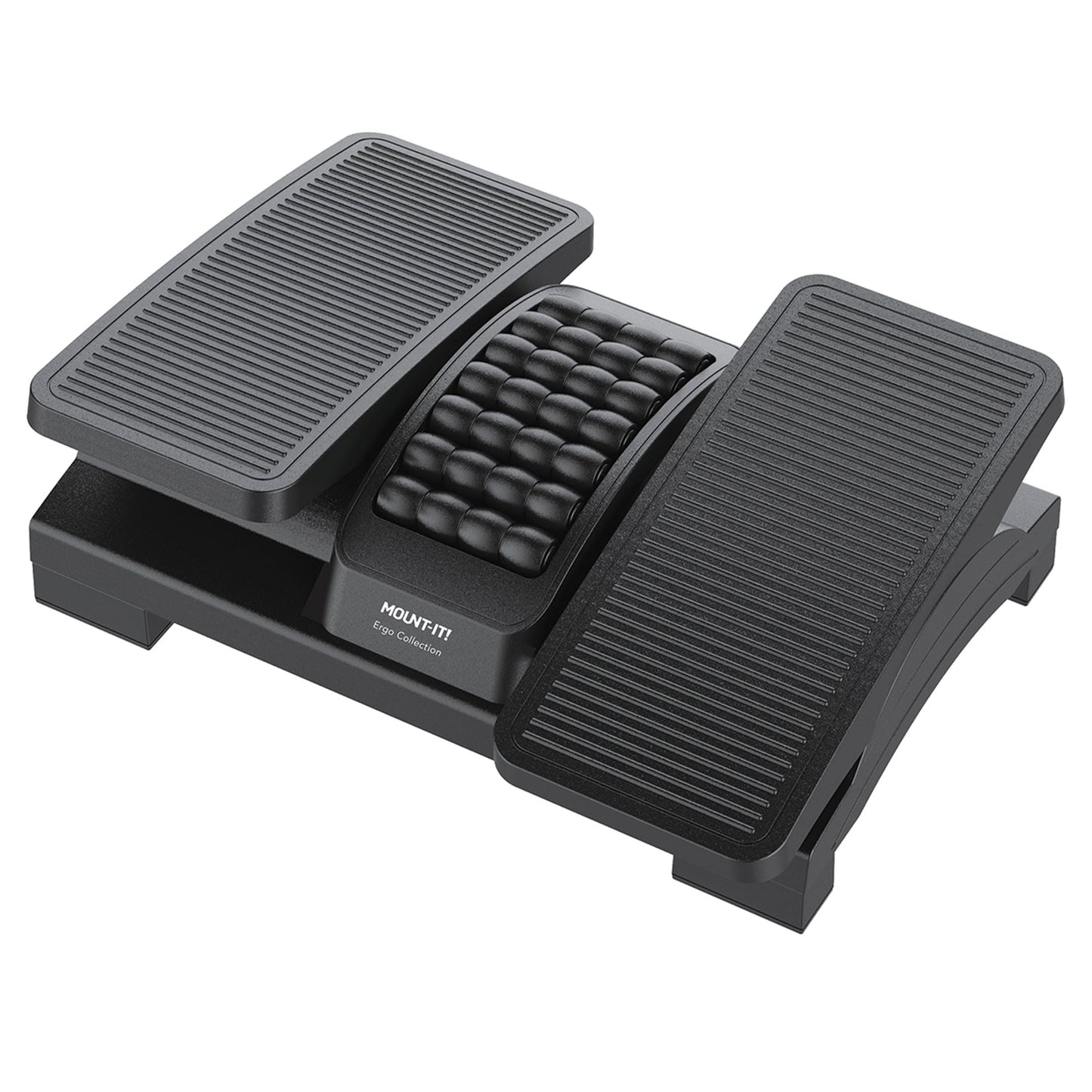 Mount-It! Ergonomic Footrest, Tilt Adjustable Individual Platforms, Height Adjustable Foot Rest with Massage Surface, Under Desk Foot Stool for Office, Leg Support and Improved Posture, Black