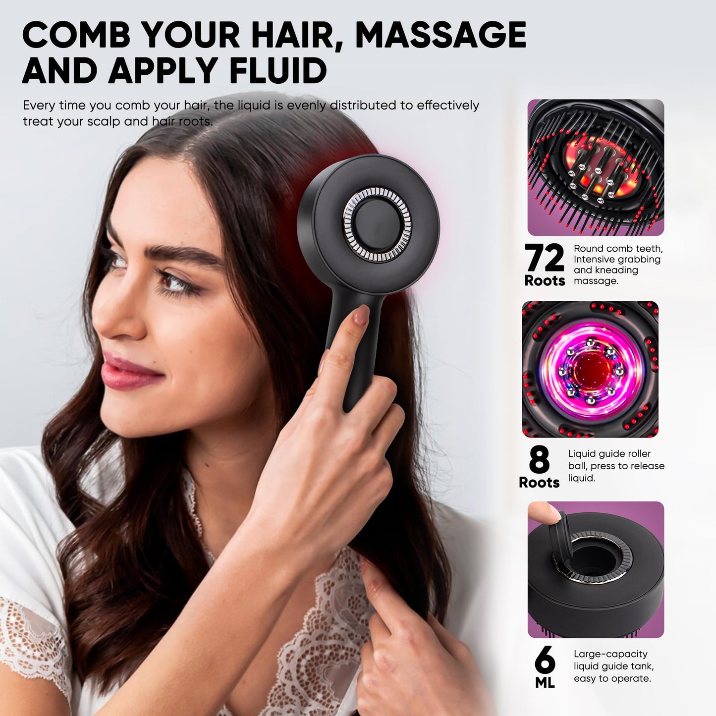 MPADQ Upgrade 2 in 1 Hair Oil Applicator，Electric Hair Brushes for Hair Growth,Hair Oil Applicator Scalp Massager,IPX7 Waterproof Oil Dispenser for Hair