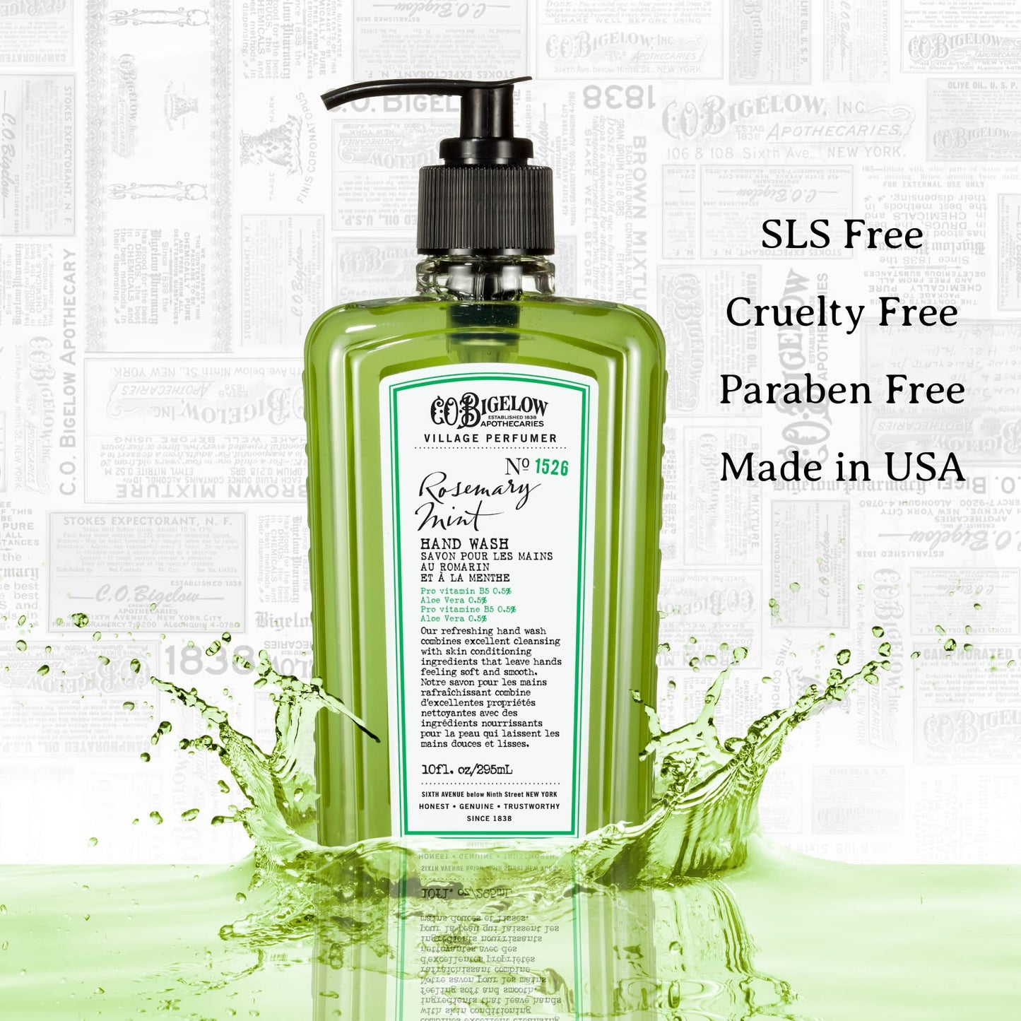 C.O. Bigelow Rosemary Mint Hand Care Duo, Hand Soap & Lotion Gift Set, Set of Two - Apothecary Hand Care for Dry Skin with Moisturizing Lotion & Liquid Hand Wash - 10fl oz Each