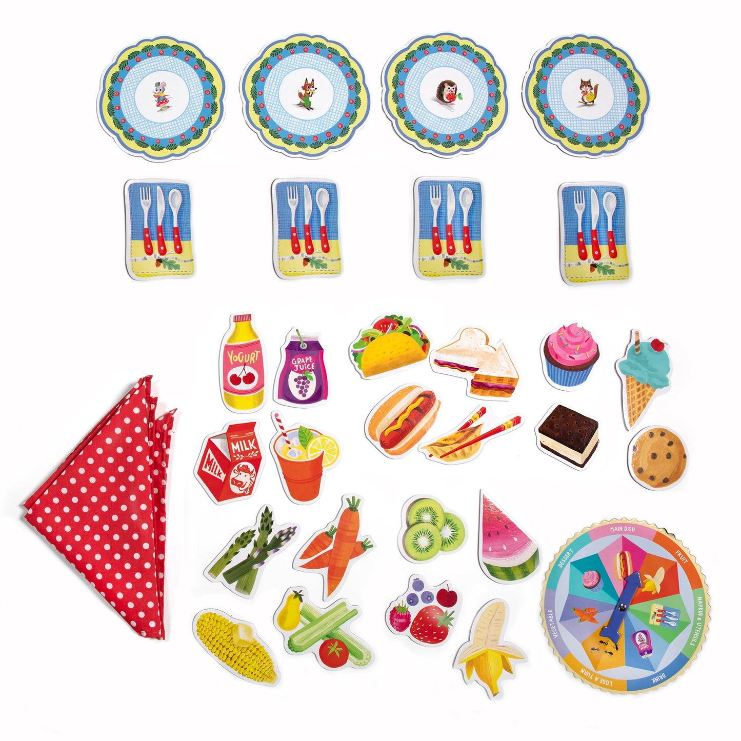 eeBoo: Spin to Play Picnic - Game for Kids, Gather Food with Friends, Preschool, Ages 3+, 2-4 Players, 15-25 Min Playing Time