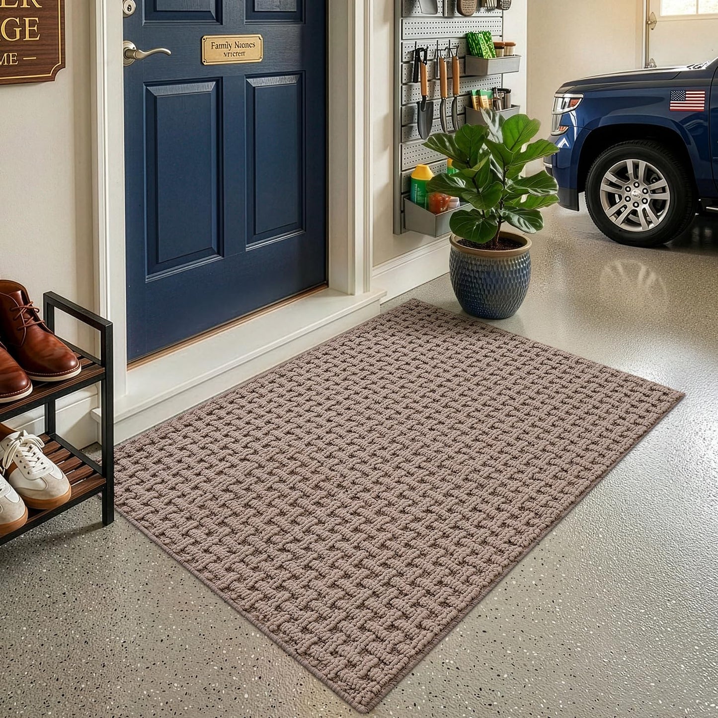 LUMI Washable Door Mat Indoor Entrance 32x48, Dirt Trapper Front Door Mats with Absorbent Interior and Non-Slip Rubber Backing, Entryway Doormat, Beige