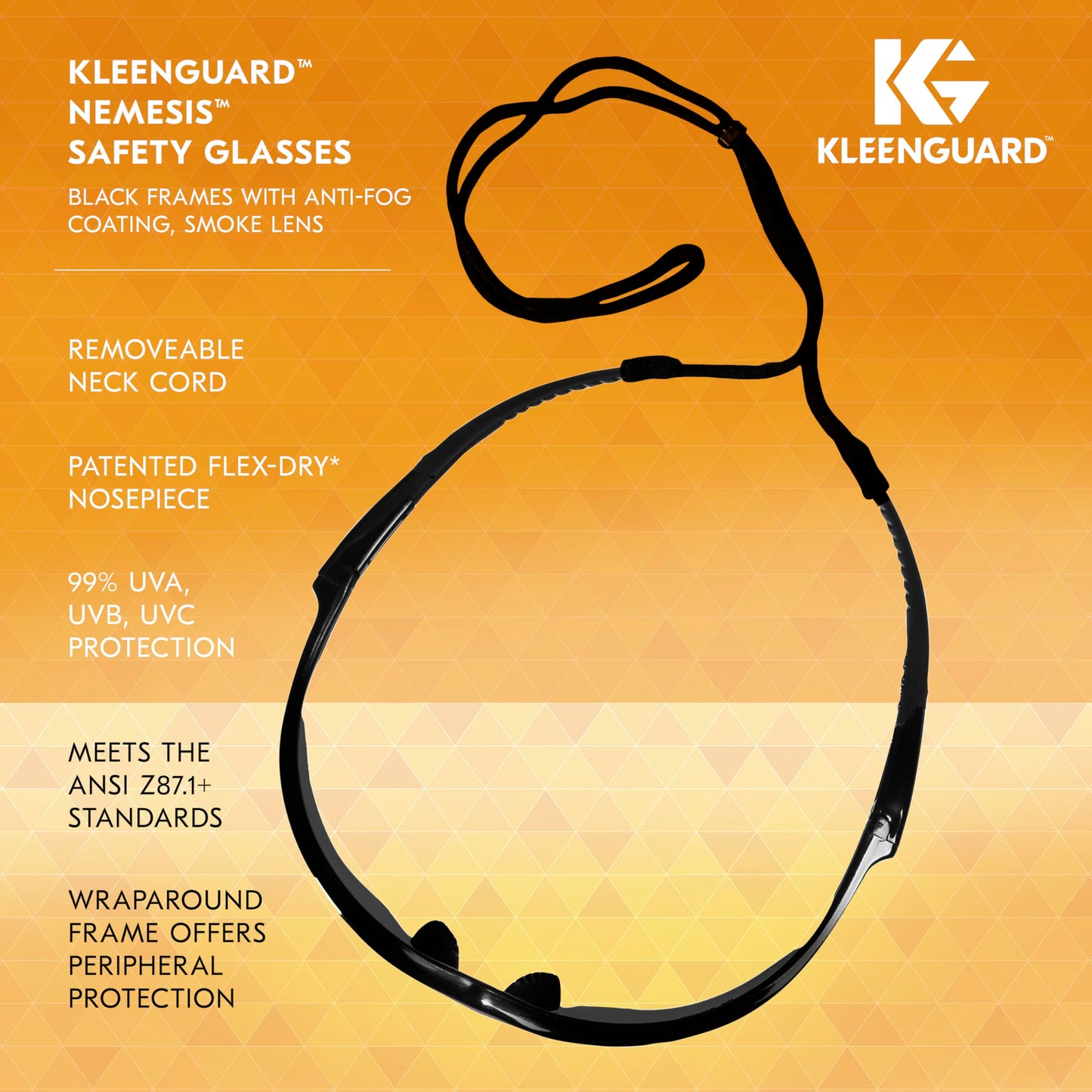 KleenGuard™ V30 Nemesis™ Safety Glasses (22475), with Anti-Fog Coating, Smoke Lenses, Black Frame, Unisex Sunglasses for Men and Women (Pack of 12)