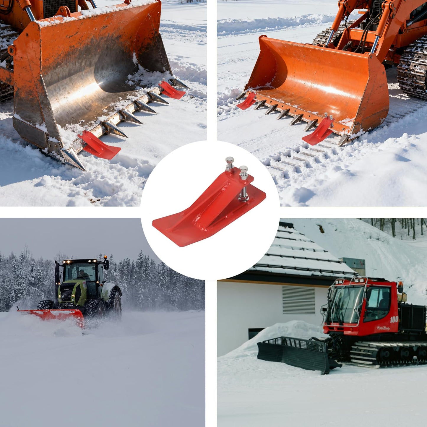 CINCHLYNX Upgraded Tractor Bucket Protector (2Pcs), 3/8'' Thick Ski Edge Guard, Anti-Skid Device with Double Hexagon Lock Nuts & Bolts - Snow Removal & Gravel Spreading