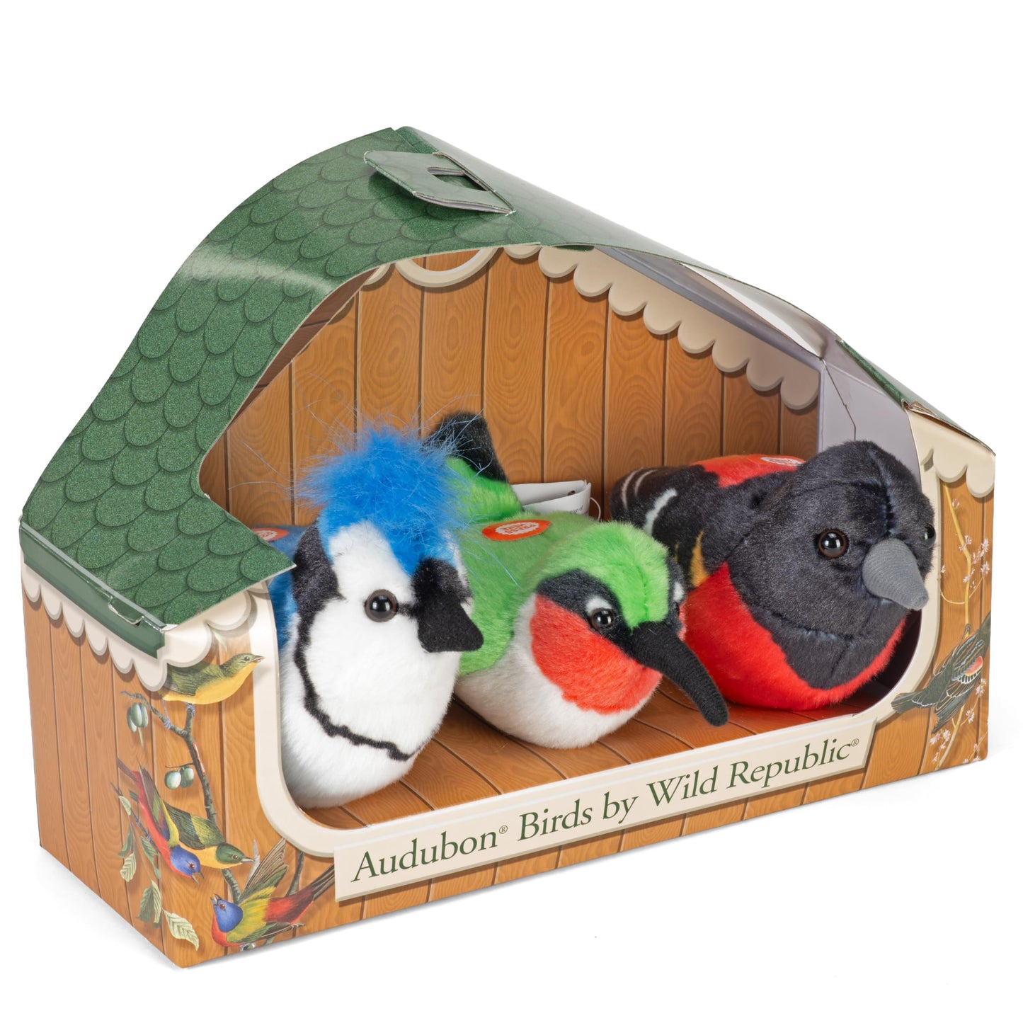 Wild Republic Audubon Birds Collection with Authentic Bird Sounds, Hummingbird, Blue Jay and Baltimore Oriole, Bird Toys for Kids and Bird Watchers