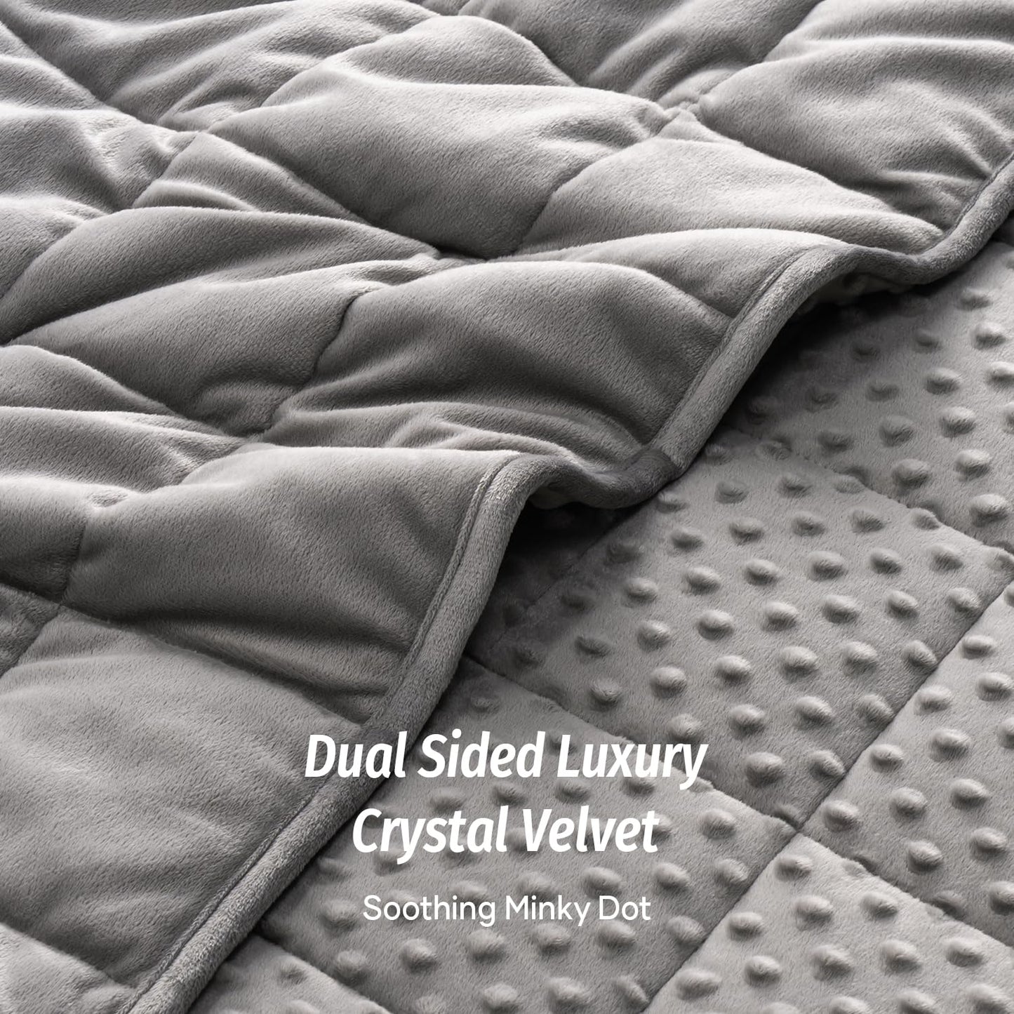 Wemore Minky Dot Weighted Blanket Twin Size 15 lbs (60"x80"), Soft Cozy Heavy Blanket for Stress Relief & Better Sleep, Breathable All-Season Glass Beads Blanket for Adults, Grey