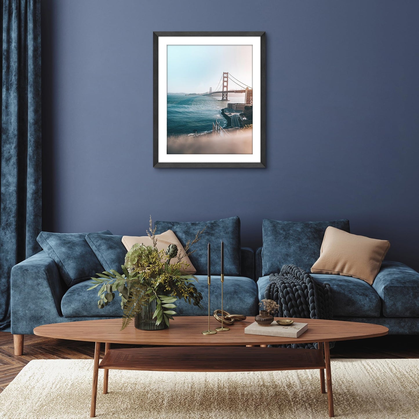 Americanflat 26x32 Poster Frame - Black Engineered Wood with Polished Plexiglass - Matted to 22x28 Photo Size - Hudson Collection - Wide Picture Frame for Wall Display - Black