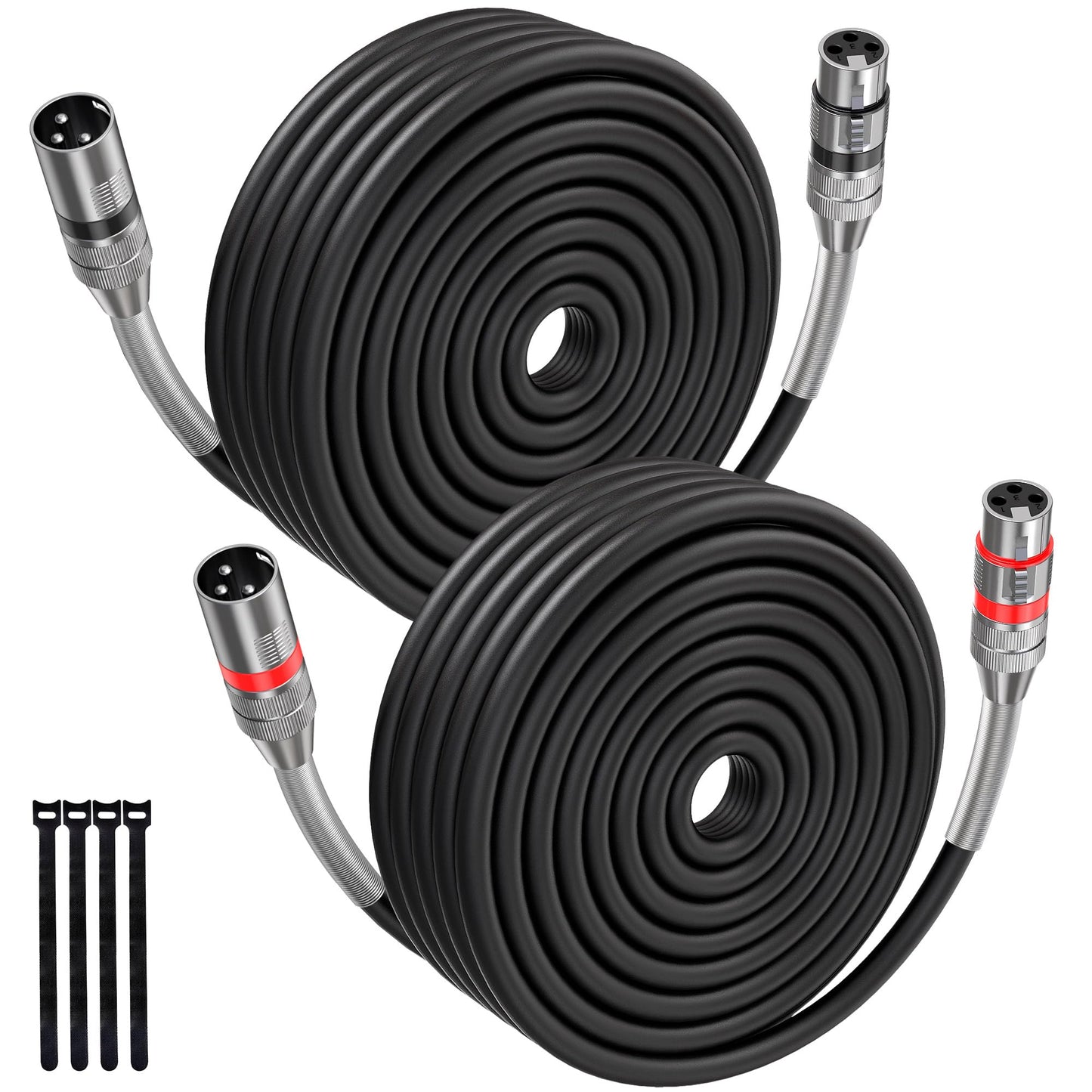 XLR Cables 100FT 2 Pack, Premium Heavy Duty Balanced Microphone Cable with 3-Pin XLR Male to Female Microphone Cord Connector Compatible with Microphones, Mixer,Speaker Systems,Preamps and More